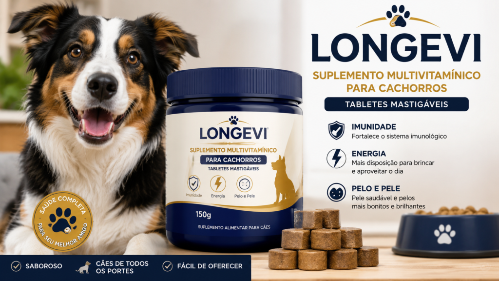 Multivitamínico para Cachorros em tabletes mastigáveis.